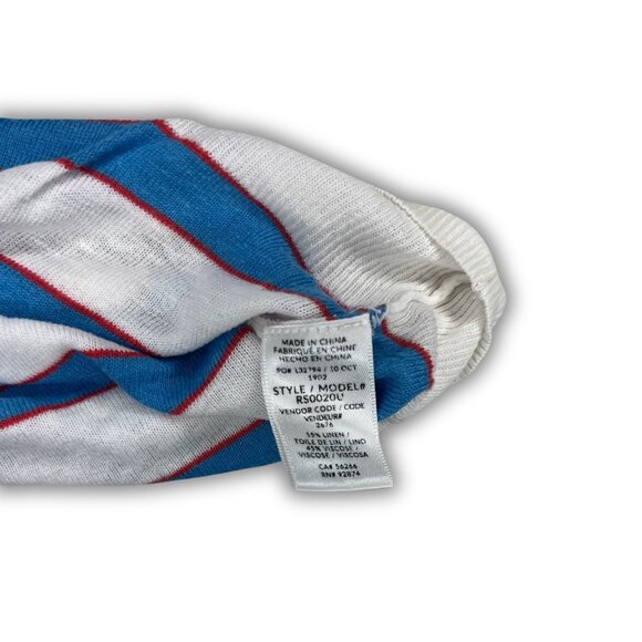 Splendid X Gray Malin Striped Long Sleeve Sweater XS Cotton Blend White Blue Red - Picture 6 of 6